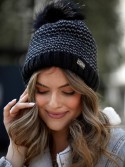 Black herringbone winter hat C44 - Online store - Boutique